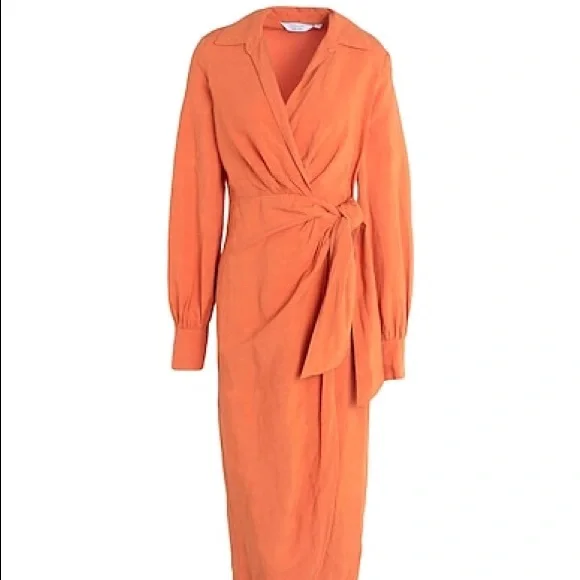 & Other Stories | Dresses | Other Stories Orange Collared Wrap Midi Dress |  Poshmark
